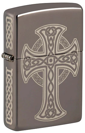 Зажигалка ZIPPO Celtic Cross Design с покрытием Black Ice®, латунь/сталь, черная, 38x13x57 мм