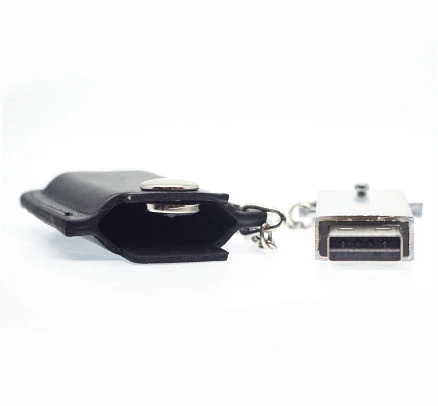 Флеш накопитель USB 2.0 Palermo в кожаном чехле 16GB, металл, черный/серебристый