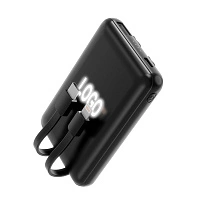 Внешний аккумулятор Eron с подсветкой гравировки, 5000 mAh, чёрный/белый